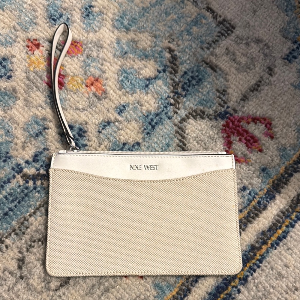 Nine West Cream Clutch Wristlet Minimalist Design
